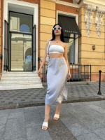 Жіноча шовкова спідниця «Silk» оптом | Норма і батал | Розпродаж моделі Сірий, 54-56