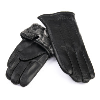 PODIUM Перчатка Мужская кожа M24/19 мод4 black мех серый Распродажа