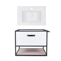 Комплект: тумба Taurus підвісна 1 ящик висувний з доводчиком 700х580х437 мм White/Whitish OAK + раковина Albatross E Qtap