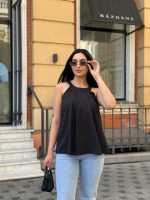 Жіноча блузка без рукавів «Mila» оптом | Норма і батал | Розпродаж моделі Чорний, 42-44