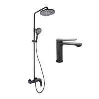 Комплект змішувачів Qtap Slavonice: Душова система QTSLA111BLM45906 + Змішувач для раковини QTSLA1042103B