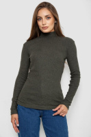 Гольф жіночий однотонний в рубчик, колір хакі, 238R803