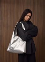 Жіноча сумка на плече хобо срібло шкіра еко