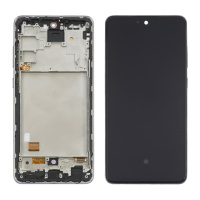 Дисплей для Samsung A725 Galaxy A72 (2021) с чёрным тачскрином и серебристой корпусной рамкой OLED