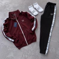 Костюм Fred Perry лампас бордовий з чорним + 2 пари шкарпеток у подарунок