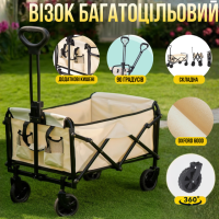 Тележка складная для транспортировки вещей и продуктов,универсальная для походов в магазин,кемпинга,перевозки и хранения