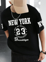 Чорна чоловіча футболка з ДТФ принтом (оверсайз)