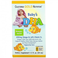 Детский DHA, Омега-3 с Витамином D3, Baby's DHA, Omega-3s with Vitamin D3, California Gold Nutrition, 59 мл (2