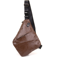 Сумка слінг кожзам 720566 Темно-коричнева