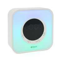 Колонка Kisonli Q6A Bluetooth 5.0, 1х5W, 3600mAh, USB/TF/FM/BT/LED/Clock/RGB Light, DC: 5V/1A, BOX, Silver, Q30