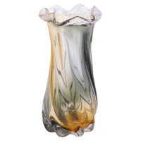 Ваза декоративная 26 см для цветов стеклянная фигурная ваза из цветного стекла 1.2 л Желто-серая HP-9-11