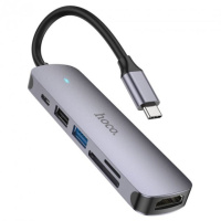Хаб USB Hoco HB28 Type-C multi-function converter(HDTV+USB3.0+USB2.0+SD+TF+PD)