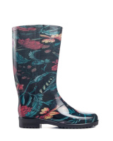 Чоботи ПВХ ЛЮКС Квітковий розпис жіночі високі