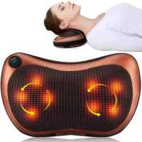 Массажная подушка инфракрасный роликовый массажер для шеи и спины Massage Pillow 19125 коричневая