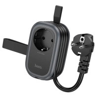 Сетевой фильтр HOCO NS7 на 1 розетку + 2 USB+ USB-C, 20W, кабель 1.1м, 220В, Black, Box