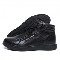 Мужские зимние кожаные кроссовки Tommy Hilfiger TH Black чёрные