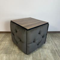 Пуф-трансформер 5в1 Остин-1 со столиком велюр серо-коричневый/орех калифорнийский 5-4-9003