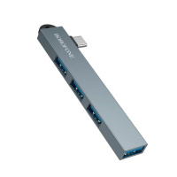 Адаптер переходник Borofone FH1A 4в1 Type-C to 3 USB 2.0/ 3.0 metal gray