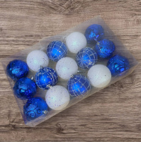 Набор игрушек на елку 19342 7 см 15 шт синий