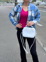 Два окремих відділи. Біла - спортивна, молодіжна крос-боді сумочка - ТОП продажу літнього сезону (0566)