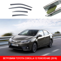 Дефлектори вікон Toyota Corolla 12 покоління 2019- скотч«FLY»«нерж.сталь 3D»BTYCL1923-W/S(120)