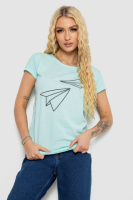 Футболка жіноча з принтом, колір м'ятний, 244R2217