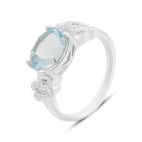 Серебряное кольцо CatalogSilver с натуральным топазом 3.6ct, вес изделия 3,17 гр (2166191) 17 размер