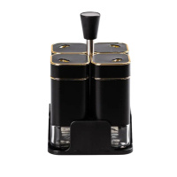 Набор для специй на подставке 4 предмета 10х10х17 см емкости для приправ 120 мл Черний HP-1306