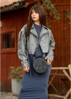 Кругла сумка через плече тиснення крокодил