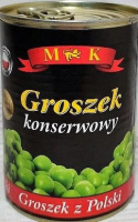Горошок зелений консервований 400г.Польща.M&K