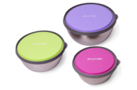 Набор мисок нержавеющих Kamille 120 x 140 x 160 мм с крышками (2111)