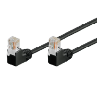 Патч-корд литой FTP, RJ45(угловой/угловой), экранированный, FTP5e 0.93m, patch D=4.9mm AWG26 2x90° CU, DC 2-12V, черный, Q200