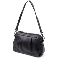 Женская сумка из мягкой натуральной кожи с акцентом на драпировку Vintage 22896 Черный