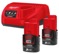 Енергокомплект Li-Ion MILWAUKEE, M12 NRG-302 (зарядний пристрій С12 С, 2 акумулятори М12 В3 3Аг, картонне пакування)