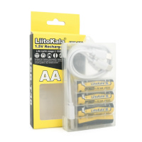 Аккумулятор LiitoKala USB-T36 1.5V/AA 1.5V AA 2400mAh/3600mWh, Li-ion Rechargeable Battery, Type-C, Charging current:300mAh,в блистере 4шт,цена за 4шт