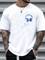 Модна чоловіча біла оверсайз футболка з яскравим принтом