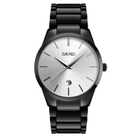 Чоловічий класичний годинник Skmei 9140BKSI Black-Silver з металевим браслетом та відображенням дати