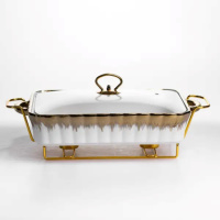 Мармітниця порцелянова 2 л прямокутна зі скляною кришкою 40х22.5х15.5 см ML525-15