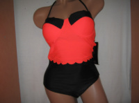 Спільний купальник FUBA.VI чорний з кораловим