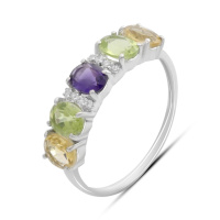 Серебряное кольцо CatalogSilver с натуральным аметистом 1.955ct, цитрином, хризолітом, вес изделия 1,52 гр (2193197) 18 размер