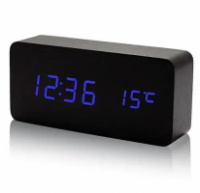 Часы сетевые VST-862-5 черный корпус, синие цифры, температура, USB