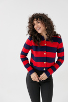 Смугастий кардиган із золотими ґудзиками — червоний колір, L (є розміри)