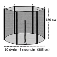 Захисна сітка для батут 305-312 см (10 ft) 6 стійок, зовнішня