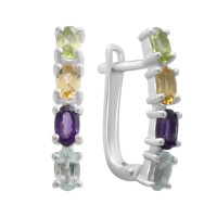 Серебряные серьги CatalogSilver с натуральным аметистом, топазом, цитрином, хризолітом (2183457)