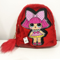 Рюкзак детский меховой с мерцающими лампочками. Цвет: красный