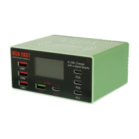 Зарядная станция с индикацией параметров зарядки Aida AD80 110W (3 USB 2.4А/ 1 USB QC 3A/ 3 Type-C PD 20W/ 1 Type-C PD 65W/ Wireless fast charging...