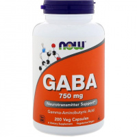 GABA (Гамма-Аминомасляная Кислота) 750мг, Now Foods, 200 капсул