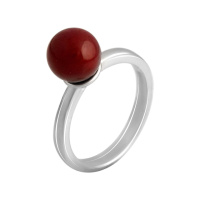 Серебряное кольцо CatalogSilver с кораллом, вес изделия 3,07 гр (2136279) 15.5 размер