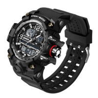 Чоловічий спортивний годинник Sanda 3133 Black-White з електронним та стрілочним циферблатом