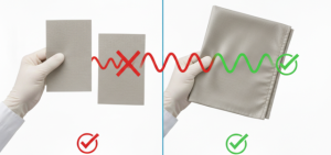 Почему ткань Фарадея должна перекрываться, а не просто лежать